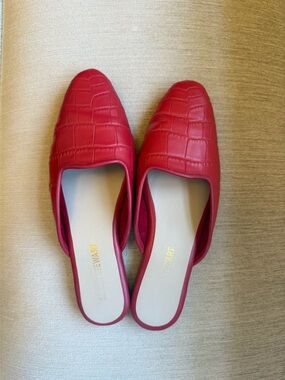 Red Croc-Embossed Mules by Sarah Stewart